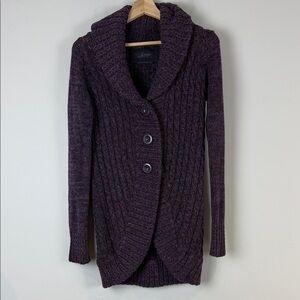 Line Cozy Purple Knit Sweater Cardigan Size Medium